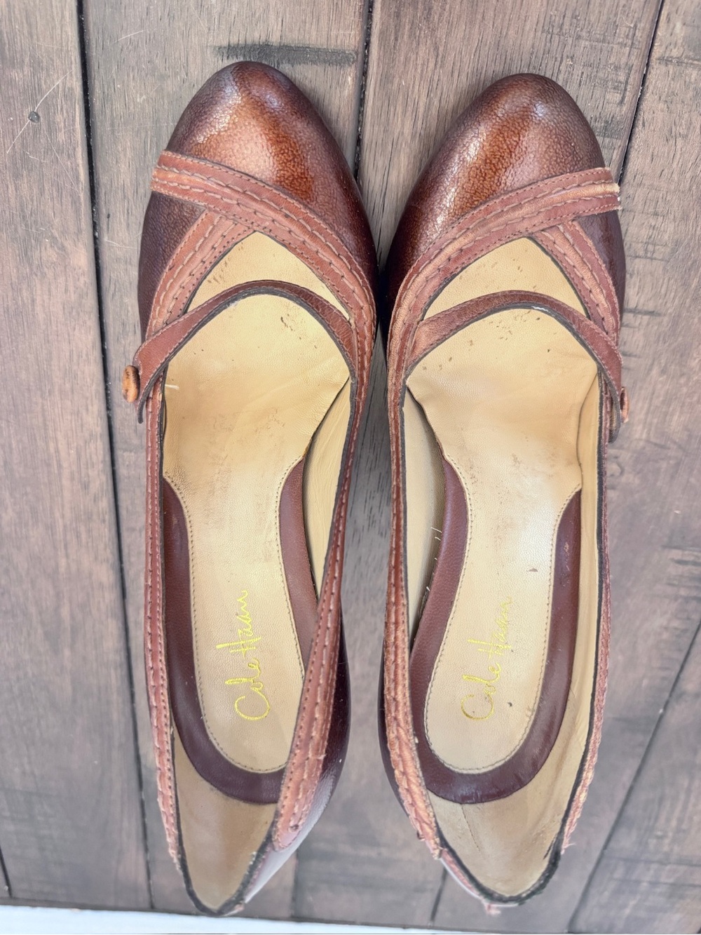 Vtg Cole Haan Mary Jane Stacked Button Strap Pump Heel Women’s Size 5.5 - Picture 6 of 13